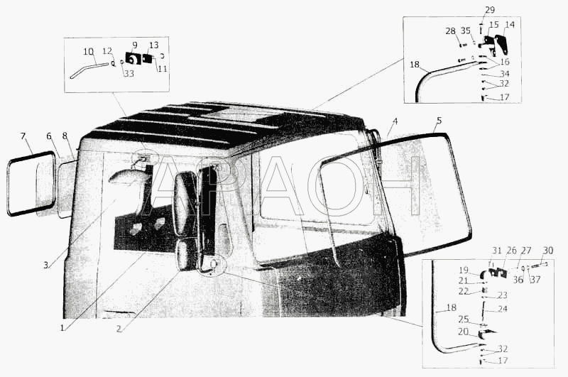 Установка стекол и зеркал на малую кабину МАЗ-5336