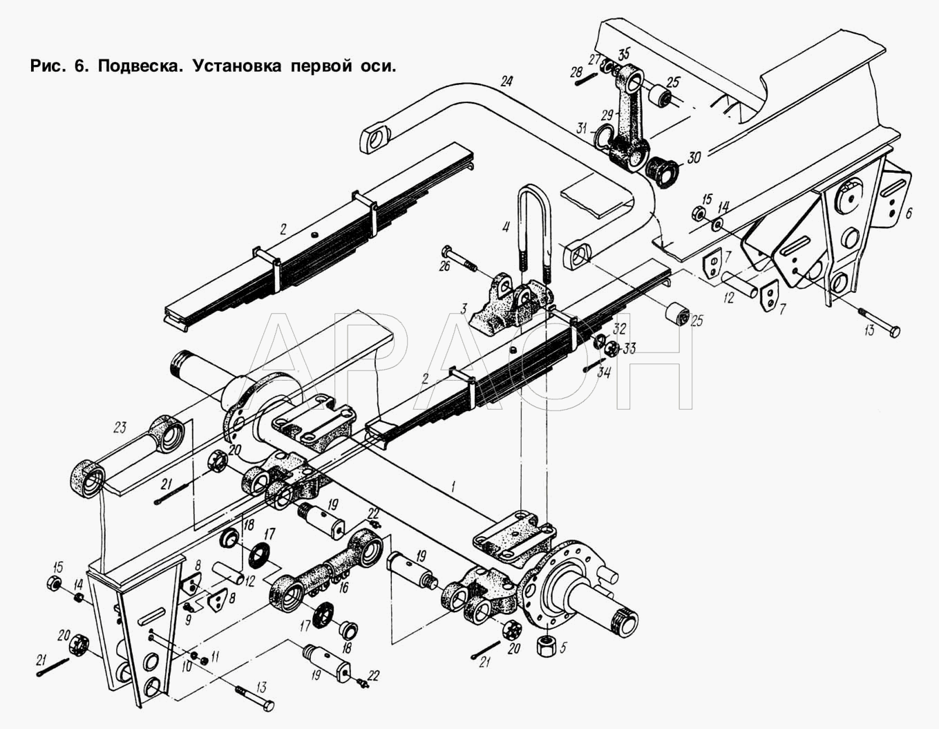 Подвеска. Установка первой оси МАЗ-93892
