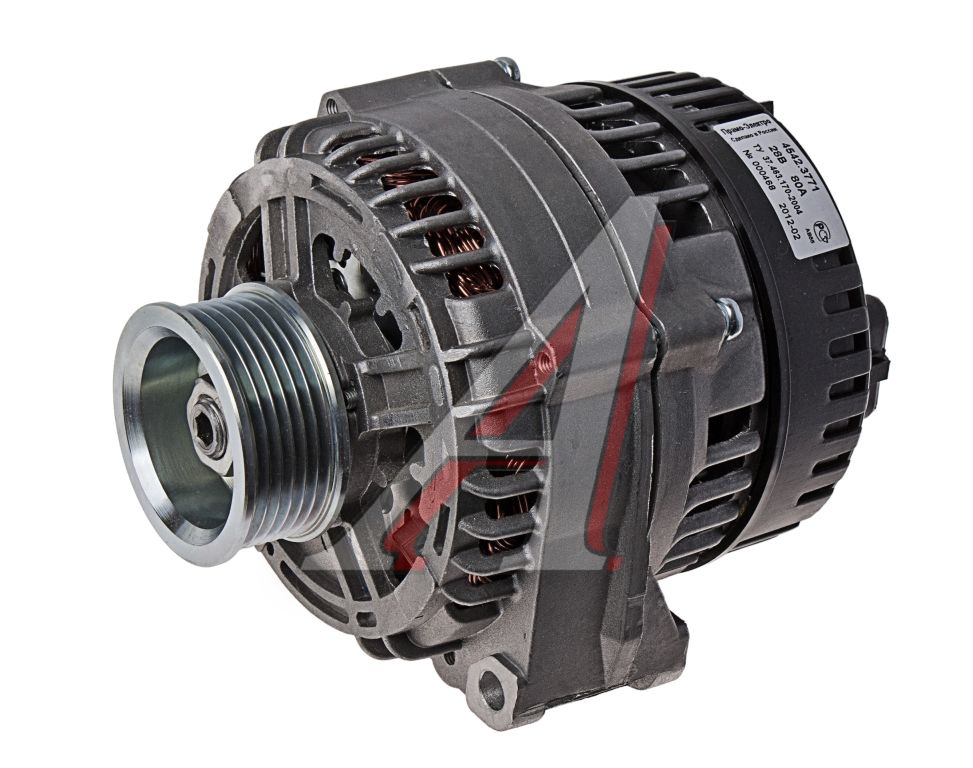 Генератор КАМАЗ дв.ЕВРО-3 поликлиновой шкив 28В 80А с пятипиновым разъемом ПРАМО